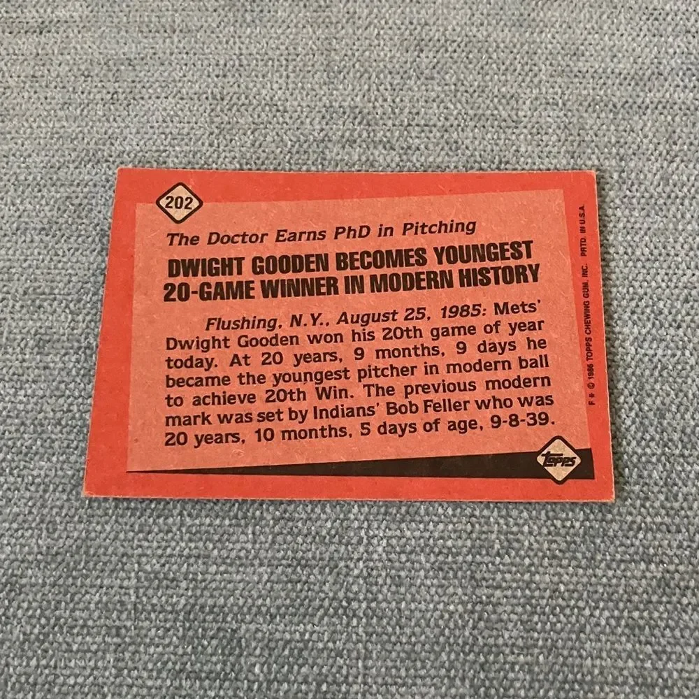 1986 Topps New York Mets Baseball Card Trading Card
